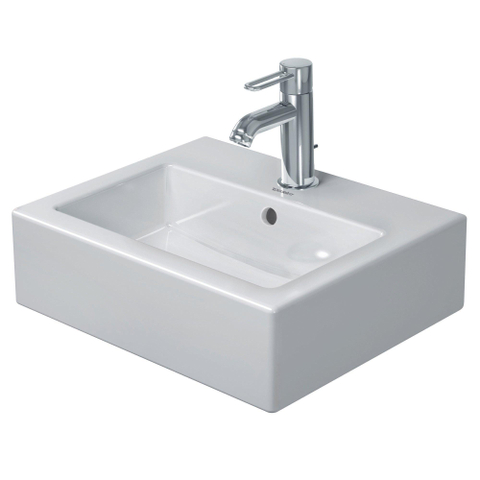 Duravit Vero Lave mains poli dessous 45x35cm avec trou pour robinetterie et trop plein Blanc 0300306