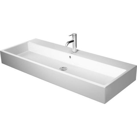 Duravit Vero Air wastafel geslepen met 2 kraangaten met overloop 120x47cm met WonderGliss wit SW156943