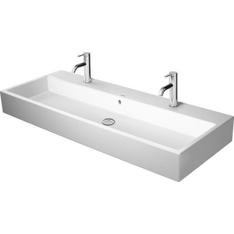 Duravit Vero air Wastafel - geslepen - met 2x1 kraangat - zonder overloop - 120x47cm - met wondergliss - inclusief bevestiging - wit SW156947