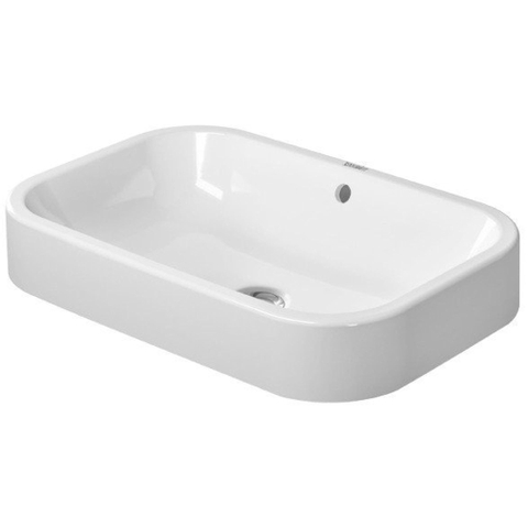 Duravit Happy D.2 Opzetkom rechthoekig - met overloop - zonder kraangat - 60x40cm - inclusief bevestiging - met wondergliss - glans wit SW54290