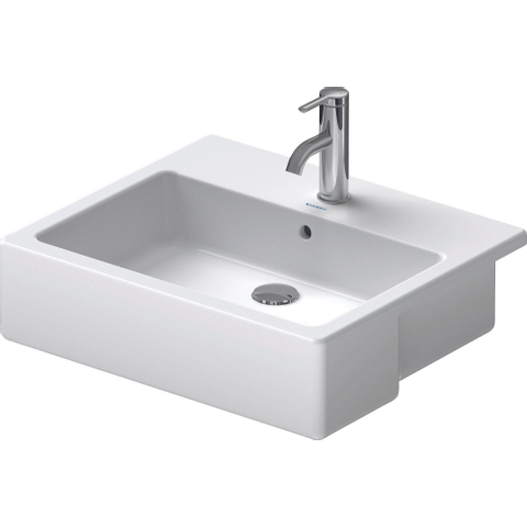Duravit Vero Half inbouwwastafel - met kraangat - met overloop - 55x47cm - met wondergliss - inclusief bevestiging - wit 0300008