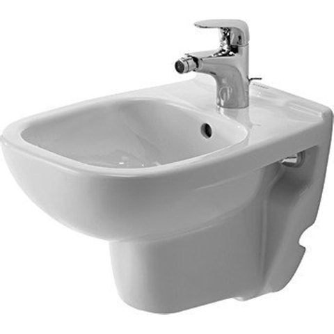 Duravit D-code Wandbidet - 350x350x480mm - 1 kraangat - met overloop - compact - wit 0315119
