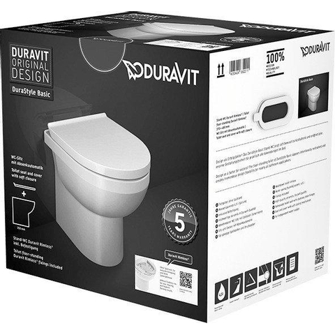 Duravit Durastyle Basic closetset Staand - diepspoel - spoelrandloos - 37x48cm - met softclose closetzitting - rimless - wit SW358501