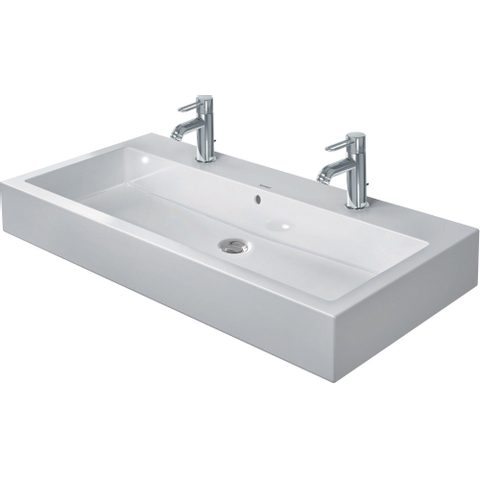 Duravit Vero Wastafel - met 2 kraangaten - met overloop - 100x47cm - met wondergliss - wit 0305319