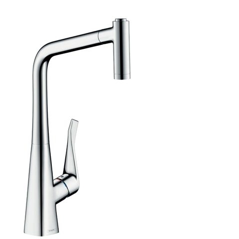 Hansgrohe Metris M71 - 1 greeps keukenmkr - 320 met uittrekb vuistdche - 2jet chrm - hoogglans chroom SW528963