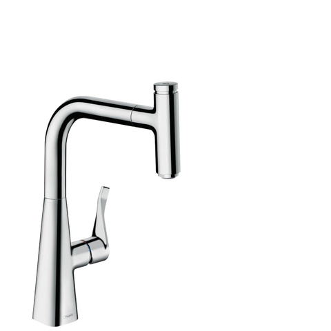 Hansgrohe Metris Select M71 - select keukenkraan - 240 met uittrekbare 150° draaibare uitloop - met select knop - voor pauzefunctie - hoogglans chroom SW95056