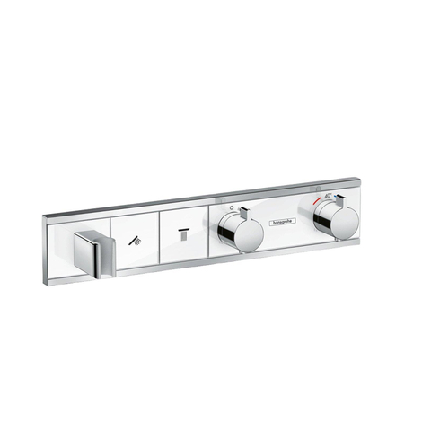 Hansgrohe Rainselect Afbouwdeel - voor inbouw douchekraan - thermostatisch - voor 2 functies - met handdouchehouder - 45.6x90cm wit/chroom - thermostaat - wit chroom SW157085