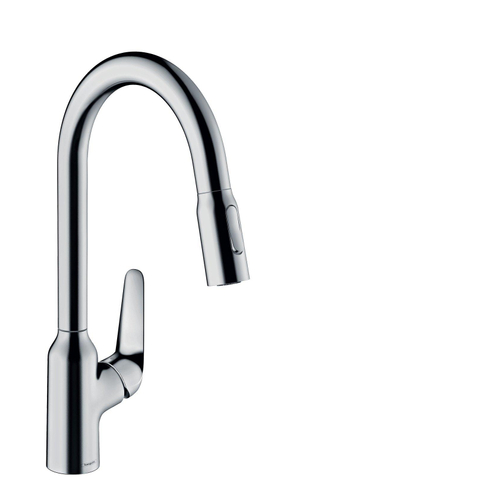 Hansgrohe Focus m42 1 greeps keukenkraan - 220 uittrekbare vuistdouche - 2 straalsoorten - hoogglans chroom SW241693