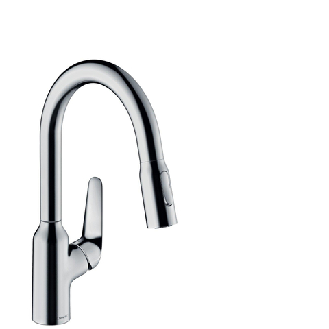 Hansgrohe Focus m42 1 greeps keukenkraan - 180 uittrekbare vuistdouche - 2 straalsoorten - hoogglans chroom SW241695