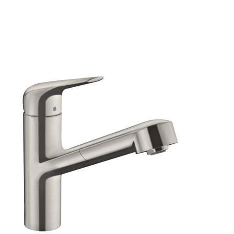 Hansgrohe Focus m42 1 greeps keukenmkr - 150 met uittrekb uitoop - sbox - rvs look SW241714