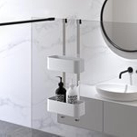 Geesa Frame Étagère de douche suspendue double 25cm Blanc / Chrome SW546688
