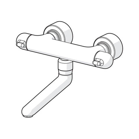 Hansa Hansacare robinet mural thermostatique avec bec pivotant 25,9 cm avec raccords encastrés obturables chrome 0396249
