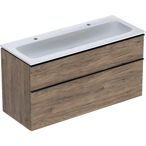 Geberit ICon wastafel - 120cm - met onderkast - 2 la - softclose - noten hickory (hout) SW637605