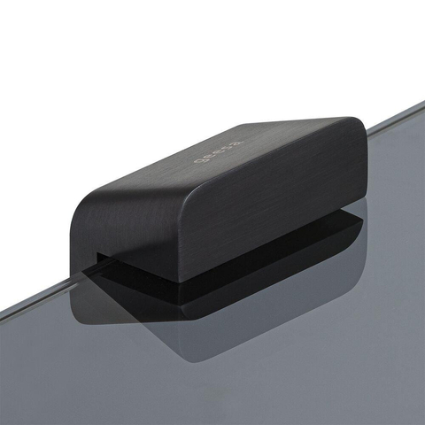 Geesa Shift Porte-rouleaux de papier toilette double Métal noir brossé avec tablette en verre fumé SW641371