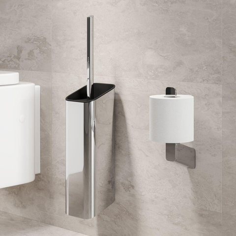 Geesa Shift Toiletborstel met houder Chroom (zwarte deksel en borstel) SW641494