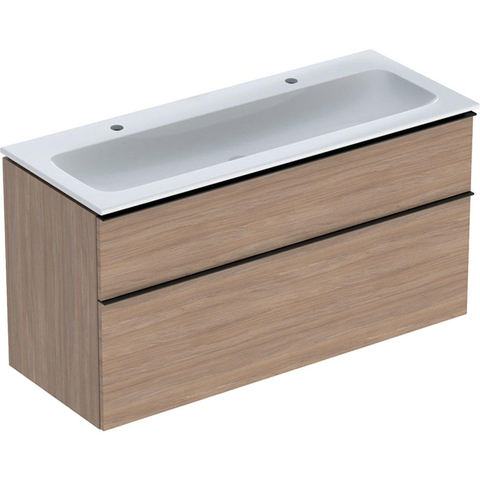 Geberit ICon wastafel - 120cm - met onderkast - 2 la - softclose - eiken (hout) SW637622