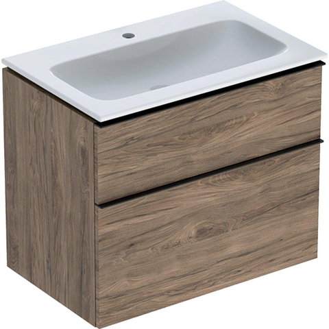 Geberit ICon wastafel - 75cm - met onderkast - 2 la - softclose - noten hickory (hout) SW637591