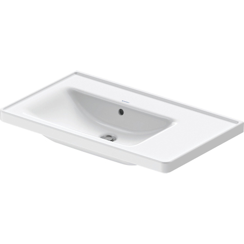 Duravit D-neo Wastafel - met waskom links - zonder kraangat - met overloop - 80x48cm - met wondergliss - wit SW640407