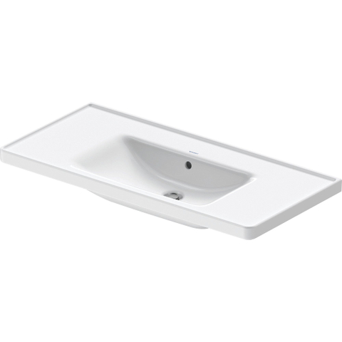 Duravit D-neo Wastafel - met waskom midden - zonder kraangat - met overloop - 100.5x48cm - met wondergliss - wit SW640555