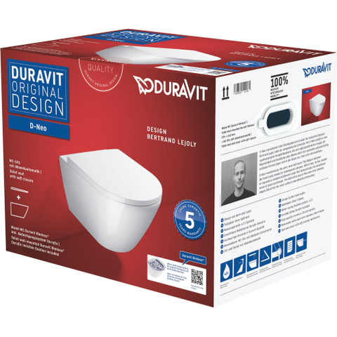 Duravit D-neo Wandclosetpack - met wandcloset - diepspoel - rimless - inclusief verborgen bevestiging - 37x54x40cm - met c - wit hoogglans SW544305