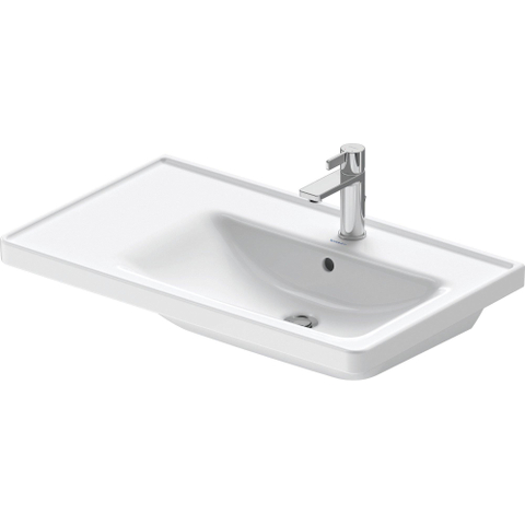 Duravit D-neo Wastafel - met waskom rechts - met kraangat - met overloop - 80x48cm - met wondergliss - wit SW640466