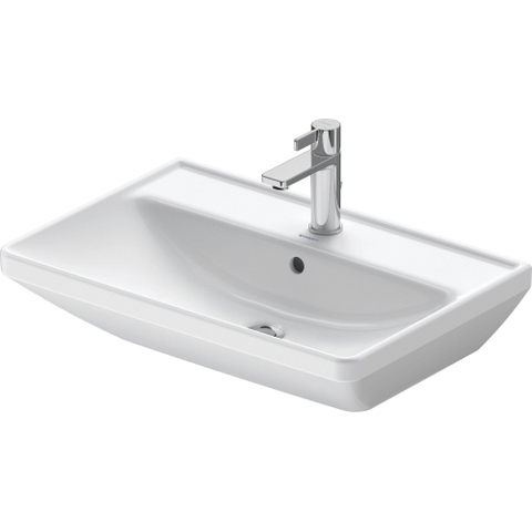 Duravit D-neo Wastafel - met waskom midden - met kraangat - met overloop - 65x44cm - met wondergliss - wit SW640532