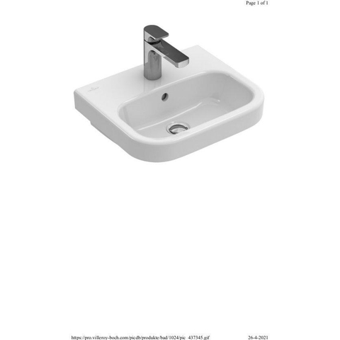 Villeroy & Boch Architectura fontein - 50x38cm - 1 kraangat - met overloop - White Alpine (glans wit) SW68797