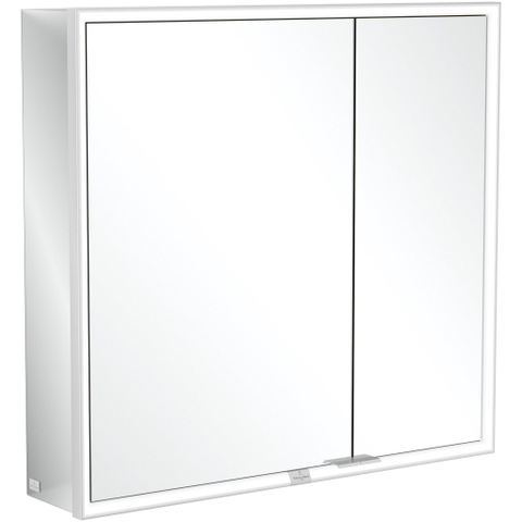 Villeroy & Boch My View Now My view spiegelkast - 80x75cm - 2 deuren - 3 contactdoos LED - zilver SW641561
