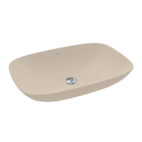 Villeroy & Boch Loop & Friends opzetwastafel - 62x42cm - zonder kraangat - zonder overloop CeramicPlus - mat almond (beige) SW644165