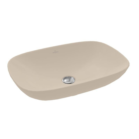 Villeroy & Boch Loop & Friends opzetwastafel - 56x38cm - zonder kraangat - zonder overloop CeramicPlus - mat almond (beige) SW644142