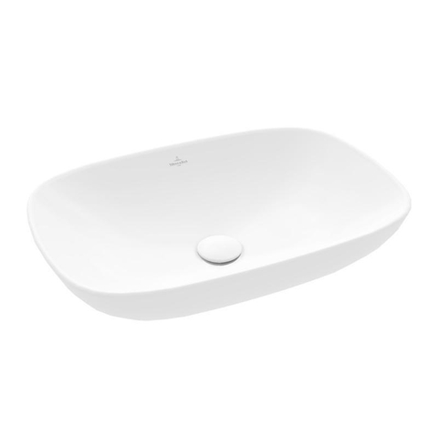 Villeroy & Boch Loop & Friends opzetwastafel - 56x38cm - zonder kraangat - zonder overloop CeramicPlus - Stone White (mat wit) SW644099