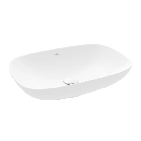 Villeroy & Boch Loop & Friends opzetwastafel - 56x38cm - zonder kraangat - zonder overloop CeramicPlus - Stone White (mat wit) SW644099