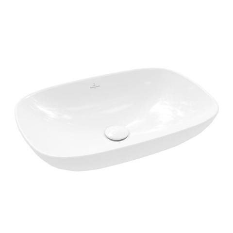 Villeroy & Boch Loop & Friends opzetwastafel - 56x38cm - zonder kraangat - met overloop alpinee - White Alpine (glans wit) SW644090