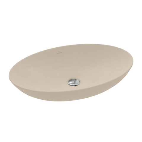 Villeroy & Boch Loop & Friends opzetwastafel - 62x42cm - zonder kraangat - met overloop CeramicPlus - mat almond (beige) SW644129