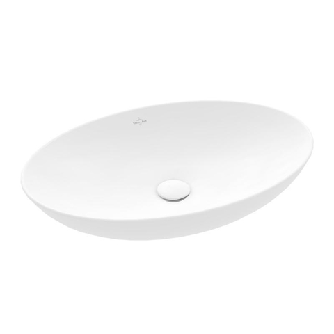 Villeroy & Boch Loop & Friends opzetwastafel - 62x42cm - zonder kraangat - met overloop CeramicPlus - Stone White (mat wit) SW644101
