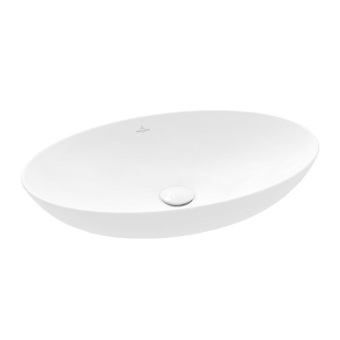 Villeroy & Boch Loop & Friends opzetwastafel - 62x42cm - zonder kraangat - met overloop CeramicPlus - Stone White (mat wit) SW644101