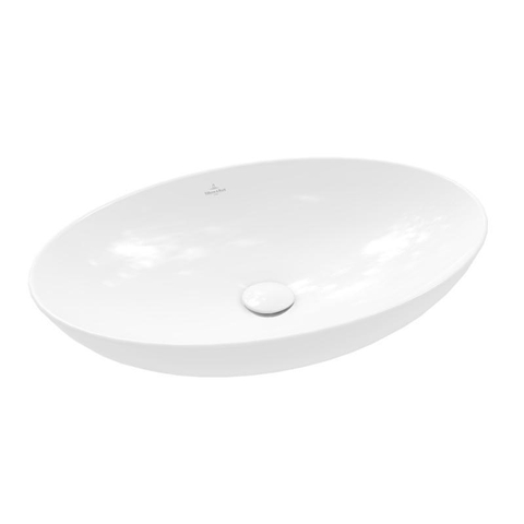 Villeroy & Boch Loop & Friends opzetwastafel - 62x42cm - zonder kraangat - met overloop - White Alpine (glans wit) SW644119