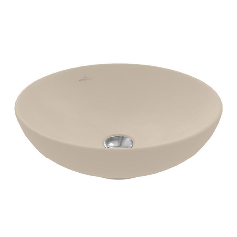 Villeroy & Boch Loop & Friends opzetwastafel - 42cm rond - met overloop CeramicPlus - mat almond (beige) SW644130
