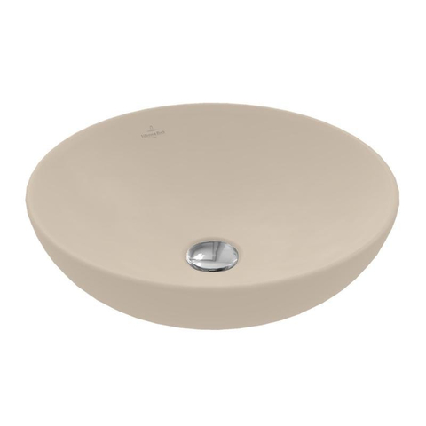 Villeroy & Boch Loop & Friends opzetwastafel - 42cm rond - met overloop CeramicPlus - mat almond (beige) SW644130