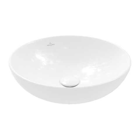 Villeroy & Boch Loop & Friends opzetwastafel - 42cm rond - met overloop CeramicPlus - White Alpine (glans wit) SW644145