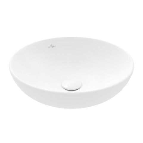 Villeroy & Boch Loop & Friends opzetwastafel - 42cm rond - met overloop CeramicPlus - Stone White (mat wit) SW644110