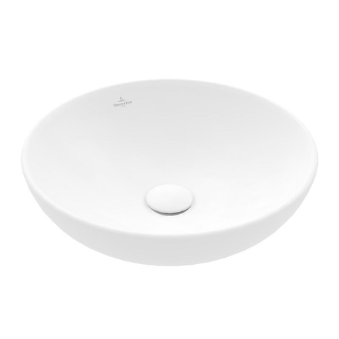Villeroy & Boch Loop & Friends opzetwastafel - 42cm rond - met overloop CeramicPlus - Stone White (mat wit) SW644110