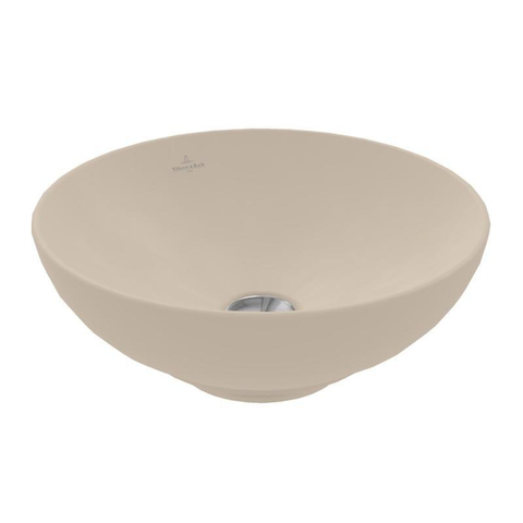 Villeroy & Boch Loop & Friends opzetwastafel - 38x38cm - zonder kraangat - met overloop CeramicPlus - mat almond (beige) SW644076
