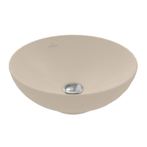 Villeroy & Boch Loop & Friends opzetwastafel - 38x38cm - zonder kraangat - met overloop CeramicPlus - mat almond (beige) SW644076