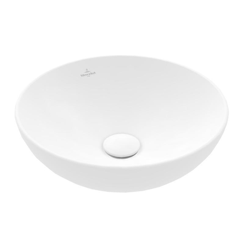 Villeroy & Boch Loop & Friends opzetwastafel - 38x38cm - zonder kraangat - met overloop CeramicPlus - Stone White (mat wit) SW644102