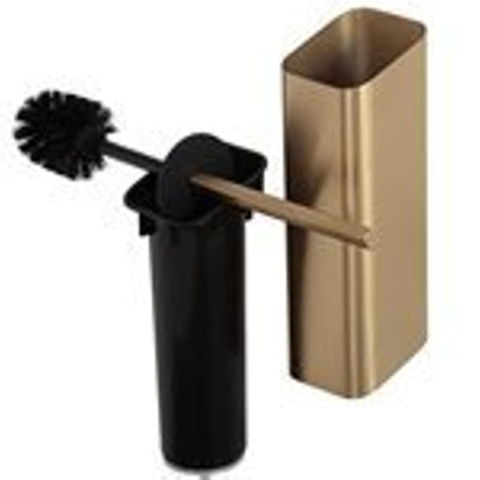 Geesa Shift Toiletborstel met houder Goud geborsteld (zwarte deksel en borstel) SHOWROOMMODEL SHOW26637