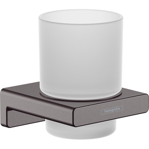 Hansgrohe AddStoris Q glashouder - met glas - geborsteld zwart chroom (antraciet) SW651570