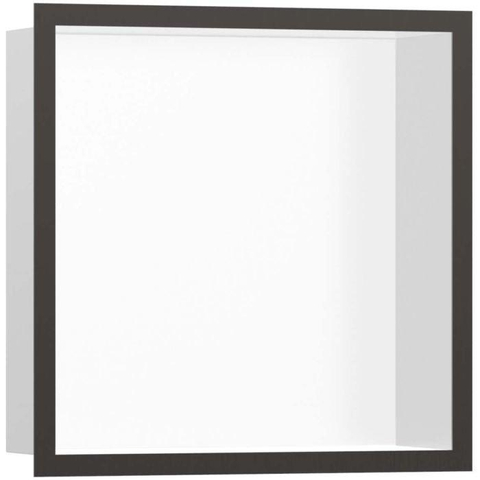 Hansgrohe XtraStoris Individual Inbouw Nis - 30x30x10cm - designframe - brushed black chrome/wit SW651615