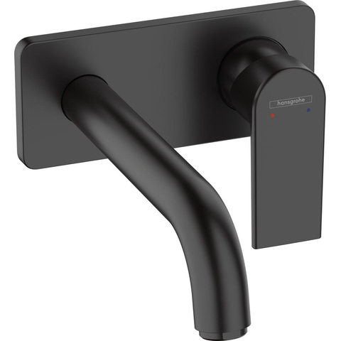 Hansgrohe Vernis Shape 1 greeps wastafelkraan - inbouw - voor wandmontage - voorsprong 20 - 7 cm - mat zwart SW651488