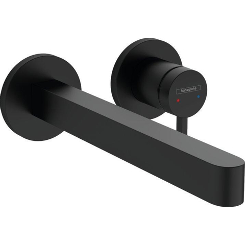 Hansgrohe Finoris 1 greeps wastafelkraan - inbouw - voorsprong 228 mm - met afvoerplug - mat zwart SW651252